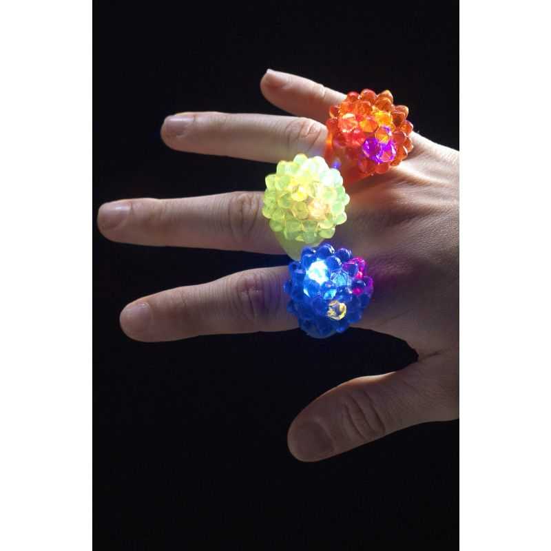 Bague Lumineuse à LEDs Clignotantes Multicolores - 6 Couleurs Mélangées, Pile Incluse