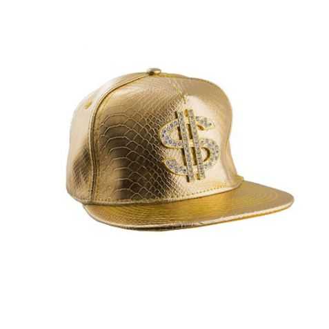 Casquette déguisement de Rapper dorée dollar