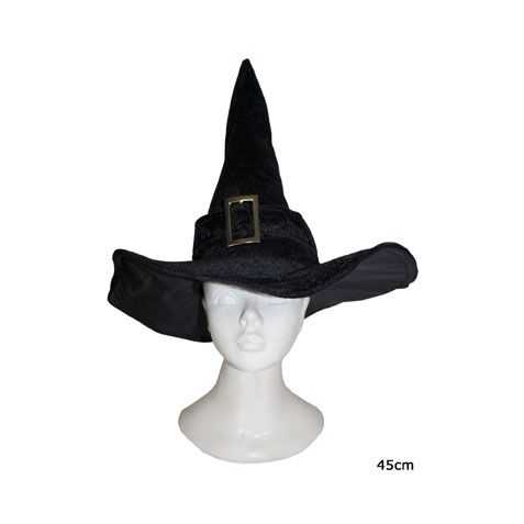 Chapeau de Sorcière en velours noir taille adulte