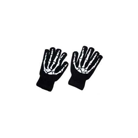 Gants noirs Adulte avec motif Squelettes