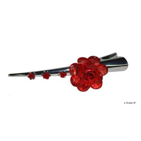 Fleur Rouge montée sur barrette