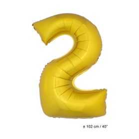 Ballon anniversaire en forme de Chiffre 2 Or