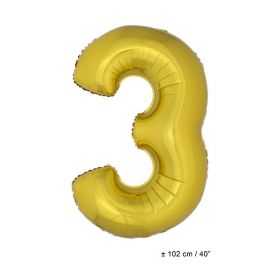 Ballon anniversaire en forme de Chiffre 3 Or