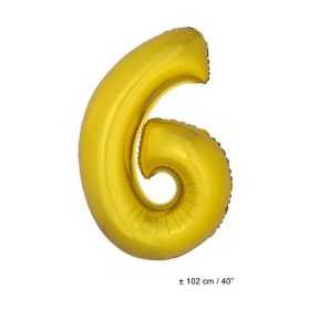 Ballon anniversaire en forme de Chiffre 6 Or