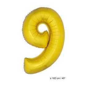 Ballon anniversaire en forme de Chiffre 9 Or