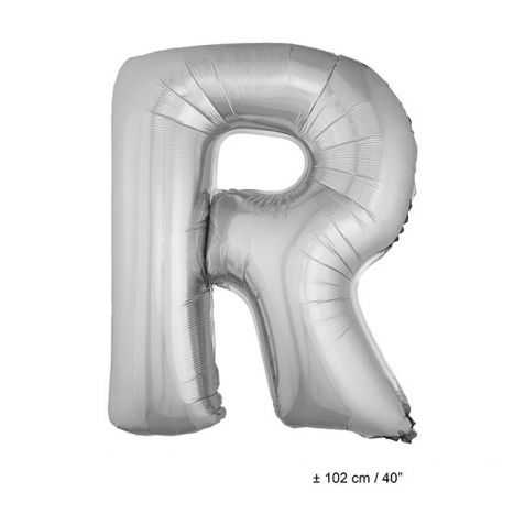 Ballon en forme de Grande Lettre R Argentée