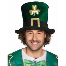 Chapeau Haut de forme Saint-Patrick avec trèfle doré