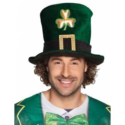Chapeau Haut de forme Saint-Patrick avec trèfle doré