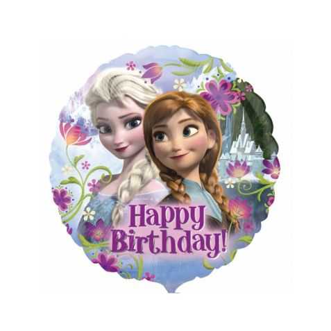 Ballon en aluminium Disney La Reine des Neiges forme ronde Happy Birthday -  43 cm