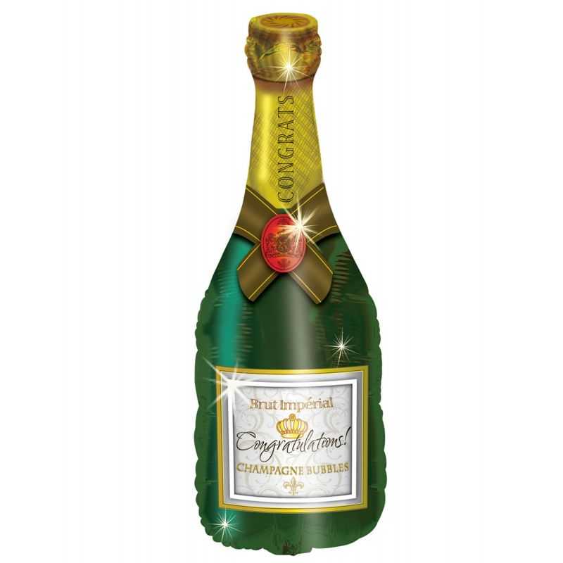 BALLON METALLIQUE BOUTEILLE DE CHAMPAGNE H 95 CM X L 45 CM