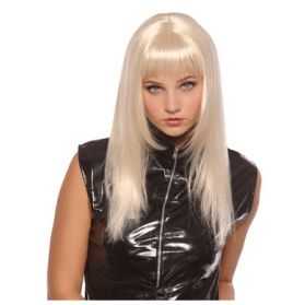 Perruque de Blonde Platine aux cheveux longs