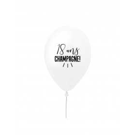 Ballon en latex 18 ans champagne ! blanc et noir 27 cm