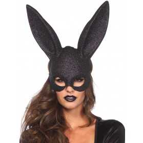 Masque lapin noir pailleté adulte