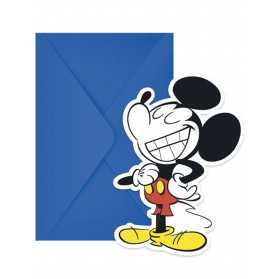 6 Cartes d'invitation et enveloppes Mickey rétro