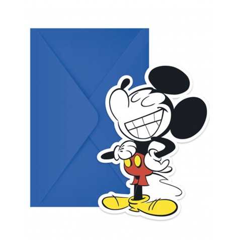 6 Cartes d'invitation et enveloppes Mickey rétro