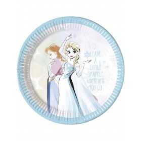 8 Assiettes en carton La Reine des Neiges pastel 23 cm