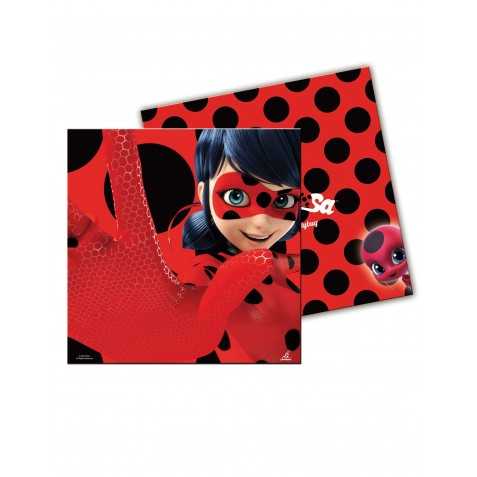 20 Serviettes en papier Ladybug rouges à  pois 33 x 33 cm