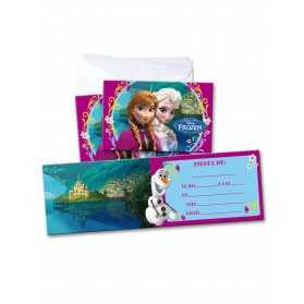 6 Cartons d'invitations avec enveloppes La Reine des Neiges ES