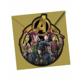 6 Cartons d'invitation avec enveloppes Avengers Infinity War