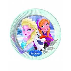 8 Assiettes en carton La Reine des Neiges hiver 23 cm