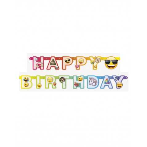 Bannière en carton happy birthday Emoji Rainbow 1,8 m