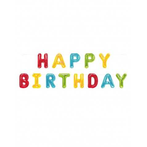 Guirlande lettres colorées Happy Birthday 2,74 m