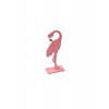 Flamant rose en bois sur socle rose 15 cm