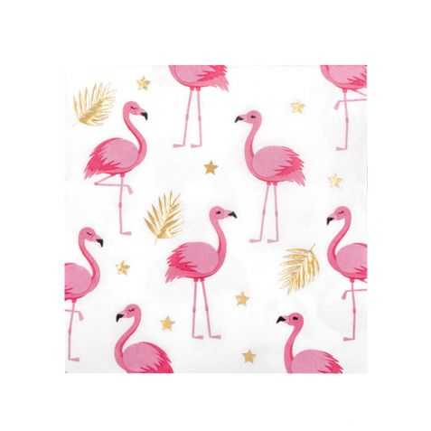 12 Serviettes en papier Flamant Rose 33 x 33 cm