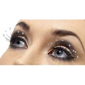 Faux-Cils Noirs avec petites Perles d'eau