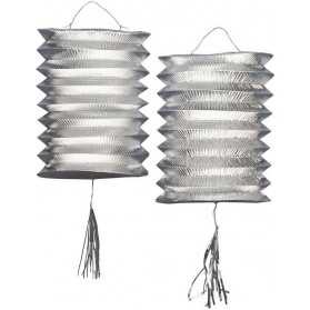 Lampions papier argent