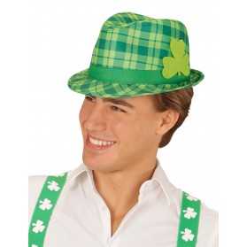 Chapeau tartan vert avec trèfle Saint Patrick adulte