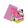 6 Invitations + enveloppes Minnie Happy