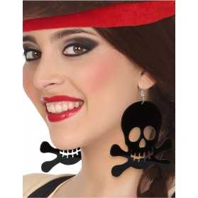 Boucles d'oreilles géantes tétes de mort noires adulte