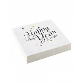 20 Serviettes en papier Happy New Year doré 33 x 33 cm
