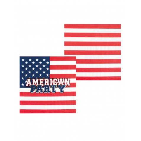 12 Serviettes en papier American party 33 x 33 cm