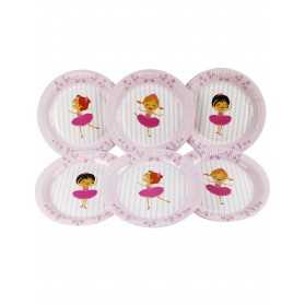 6 Assiettes en carton ballerines 23 cm