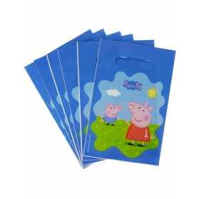 6 Sacs cadeaux en plastique Peppa Pig 22.5 x 15 cm