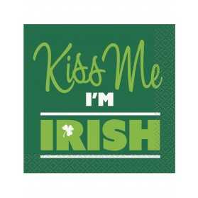16 Petites serviettes Kiss Me I'm Irish 25 x 25 cm