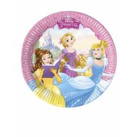 8 Petites assiettes en carton Princesses Disney cœurs 20 cm