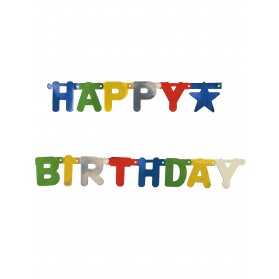 Guirlande métallisé Happy Birthday multicolore 1,56 m