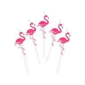5 Bougies sur pics flamingo party 3 cm