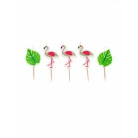 5 Bougies sur pic flamingo 5,5 cm