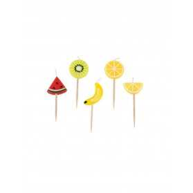Kit 5 bougies sur pic fruits acidulés 2 x 5 x 2,5 cm