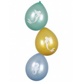 6 Ballons Sirène Lagune 25 cm