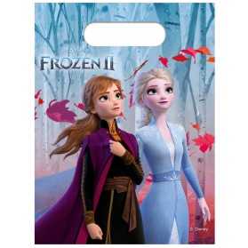 6 Sacs cadeaux en plastique La Reine des Neiges 2 23 x 16,5 cm