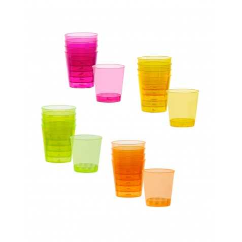 20 Verres shots en plastique multicolores