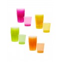 20 Verres shots en plastique multicolores