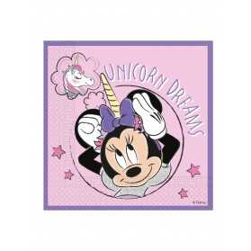20 Serviettes en papier compostable Minnie et la licorne 33 x 33 cm