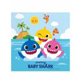 20 Serviettes en papier FSCÂ® Baby Shark 33 x 33 cm