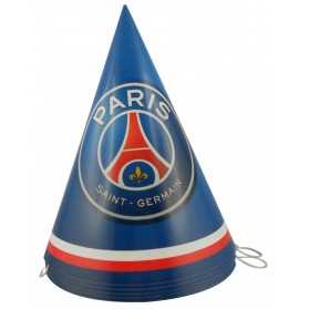 6 Chapeaux de fête en carton PSG 16 cm